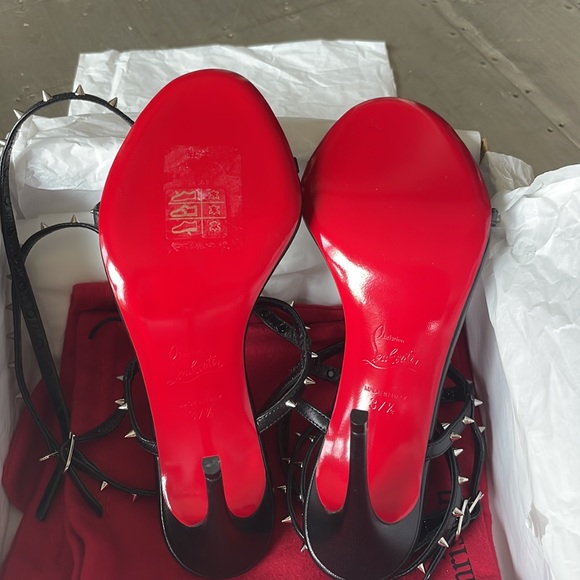 Christian louboutin bombina spike black stiletto sandal 100mm sz 37.5 - Picture 9 of 11